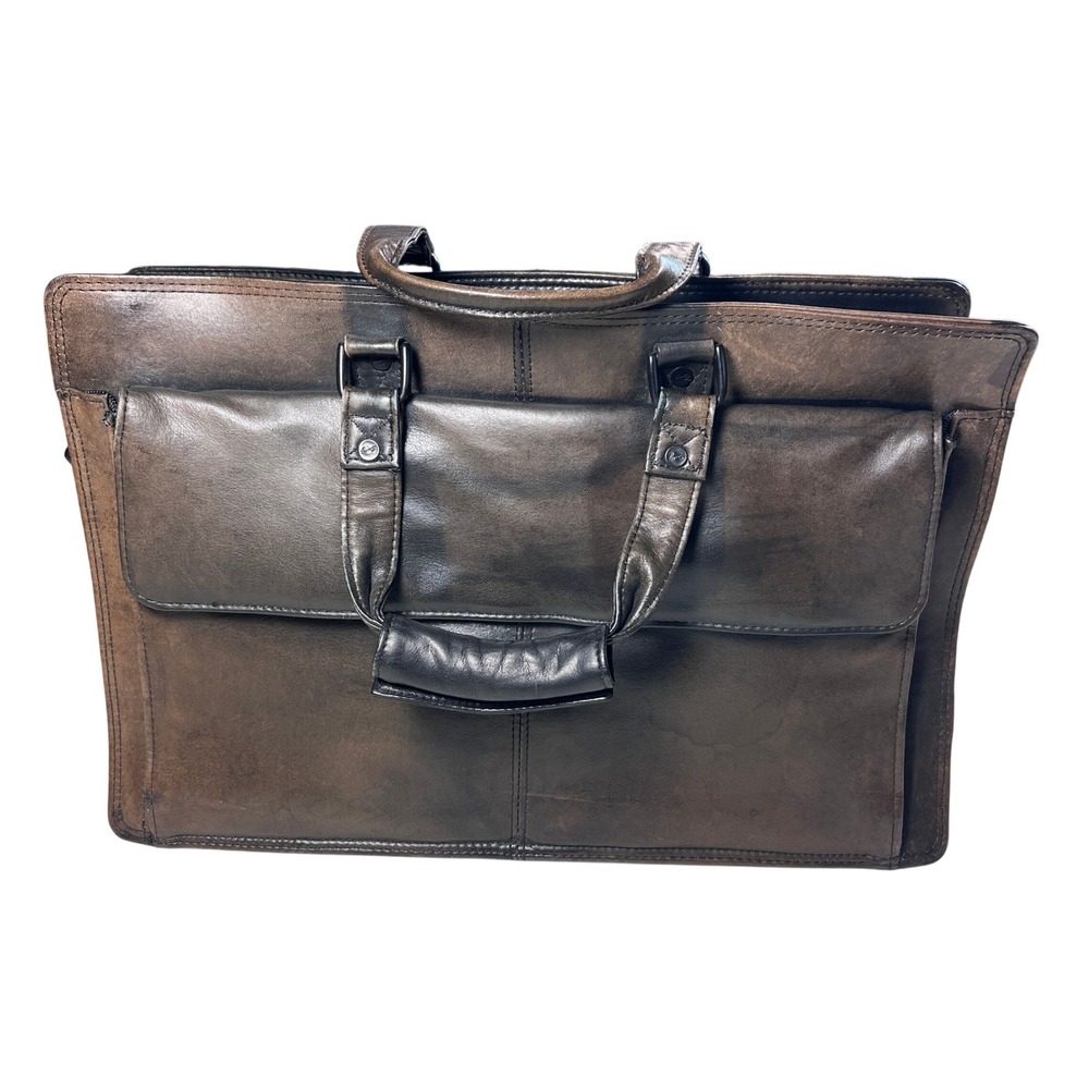 Scully Briefcase Mens OS Brown Leather Distressed Laptop Bag Professional Travel